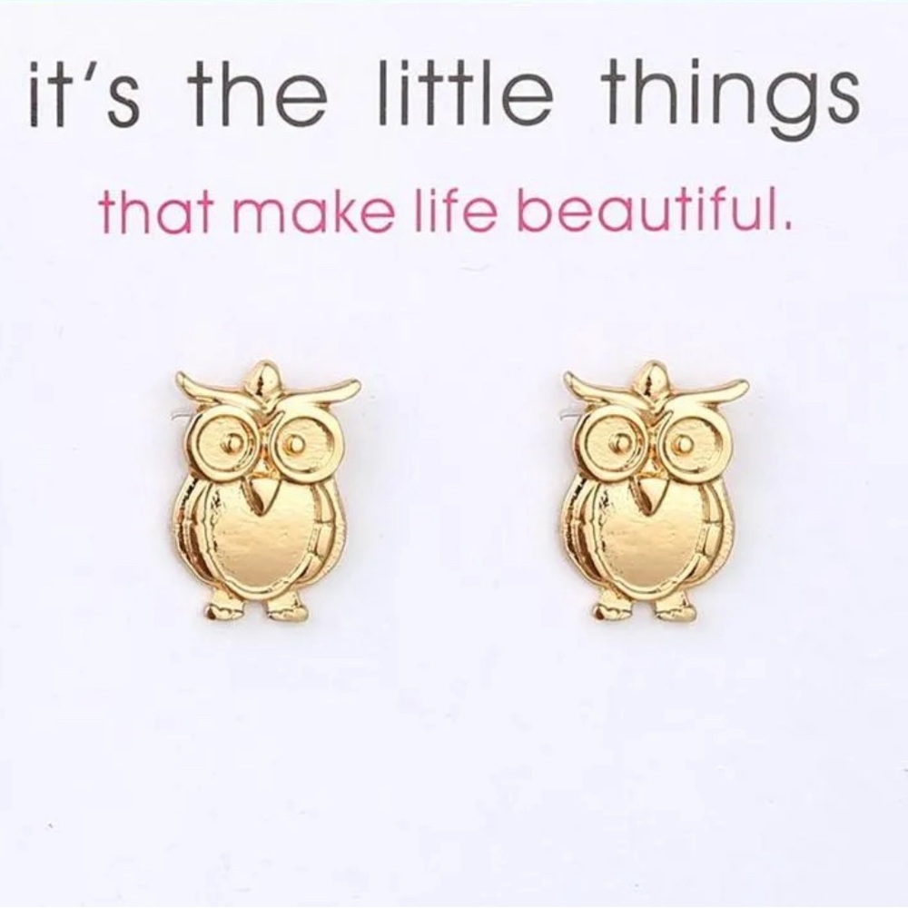 Owl Earrings Gold Studs